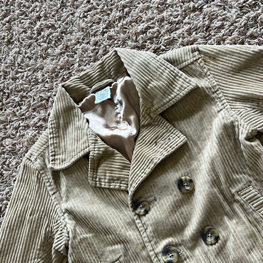 Gymboree Vintage 2003 Tan Corduroy Pea Coat Jacket Toddler 18-24 Months Khaki